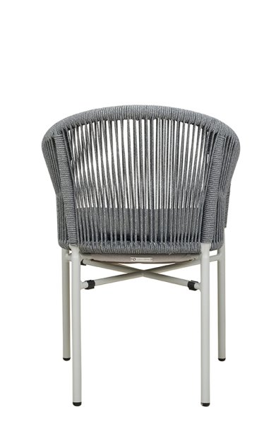 Ramila-RR Light Grey Terrassenstuhl mit beigem Aluminiumgestell und Textilen-Rücken, stapelbar und wetterfest für Gastronomie Rückansicht