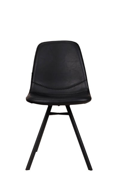 Polsterstuhl Jones Antique Black mit Kunstlederbezug in Schwarz und pulverbeschichtetem Metallgestell