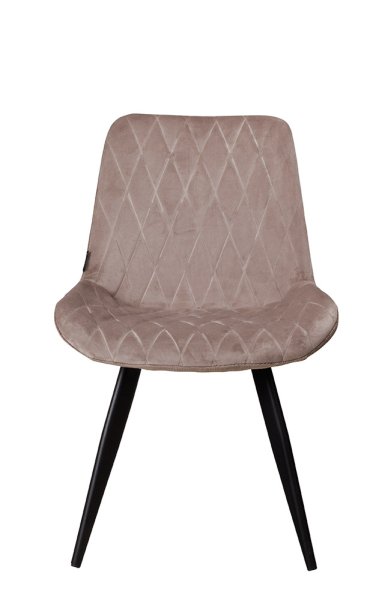 Polsterstuhl Rombo Light Brown – Schalenstuhl mit Rautensteppung und schwarzem Metallgestell für Gastronomie Frontansicht