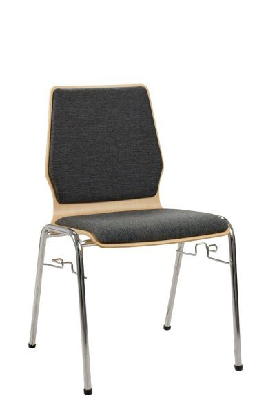 Konferenzstuhl Eruno-220 mit Sitz und Rückenpolster, verchromtem Metallgestell, stapelbar Dunkelbraun