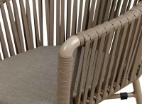 Vorschau: Ramila-48 Brown Terrassenstuhl mit beigem Aluminiumgestell und Textilen-Rücken, stapelbar und wetterfest für Gastronomie Detailansicht Seite Vorschau: Ramila-48 Brown Terrassenstuhl mit beigem Aluminiumgestell und Textilen-Rücken, stapelbar und wetterfest für Gastronomie Detailansicht Seite