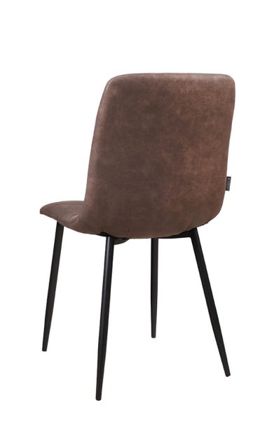 Polsterstuhl Derri Yuma-47 – brauner Stuhl mit Kassettensteppung und schwarzem Metallgestell für Gastronomie Rückansicht