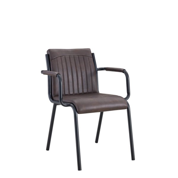 Armlehnenstuhl für Gastronomie Montacarlo-brown mit gepolstertem Sitz, Rückenlehne und Armlehnen in Braun