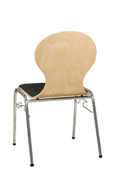 Konferenzstuhl Eruno-110 mit Sitzpolster, verchromtem Metallgestell, stapelbar Beizton: Buche natur | Kosa-7 Rückansicht