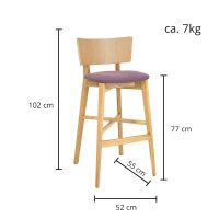 Gastronomiebarhocker Holz – Dimoni-Bar-P Eiche mit Polstersitz und 77 cm Sitzhöhe Gastronomiebarhocker Holz – Dimoni-Bar-P Eiche mit Polstersitz und 77 cm Sitzhöhe