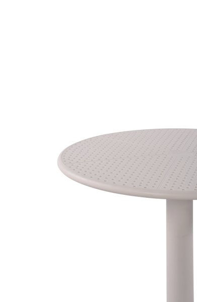 Runder Kunststoff-Gastronomietisch FOMA-T100 in Hellgrau mit stabilem 4-Fuß-Gestell