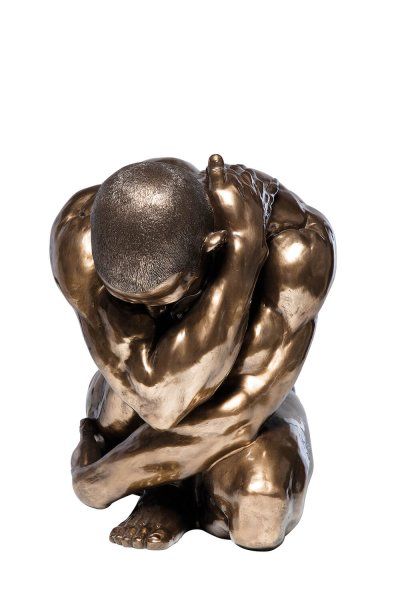 Deko Figur Nude Man Hug Bronze