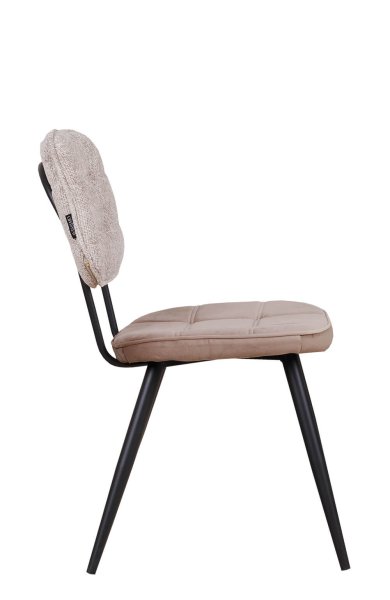Polsterstuhl Bisano Beige mit Karo-Steppung und schwarzem Metallgestell für Gastronomie
