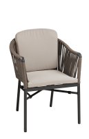 Vorschau: Gastronomie Terrassenstuhl Ramila-48 Taupe als moderner, wetterfester Outdoorstuhl mit Geflecht und Kissen auf Metallgestell mit Rückenkissen Vorschau: Gastronomie Terrassenstuhl Ramila-48 Taupe als moderner, wetterfester Outdoorstuhl mit Geflecht und Kissen auf Metallgestell mit Rückenkissen