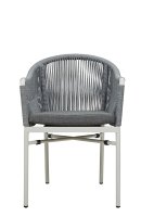Vorschau: Ramila-RR Light Grey Terrassenstuhl mit beigem Aluminiumgestell und Textilen-Rücken, stapelbar und wetterfest für Gastronomie Frontansicht Vorschau: Ramila-RR Light Grey Terrassenstuhl mit beigem Aluminiumgestell und Textilen-Rücken, stapelbar und wetterfest für Gastronomie Frontansicht