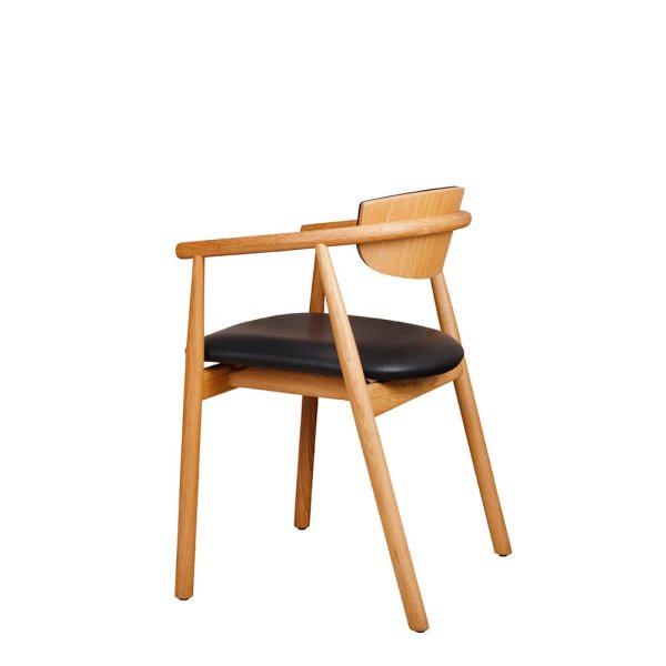 Galeno-2P Holzstuhl mit gepolstertem Sitz und Rückenlehne für Gastronomie