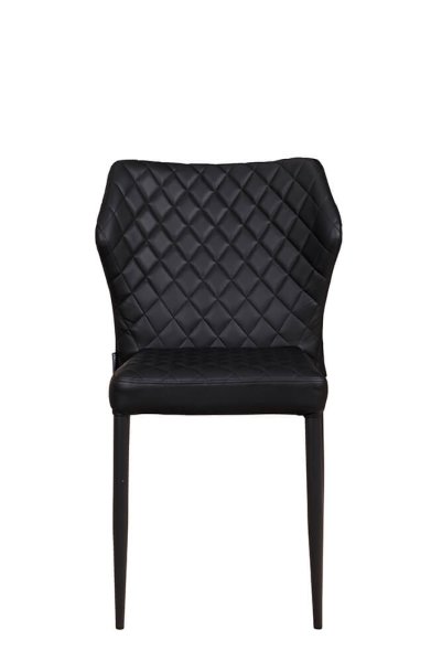 Gepolsterter Gastronomiestuhl Loras-ST Black mit Rautensteppung und schwarzem Aluminiumgestell