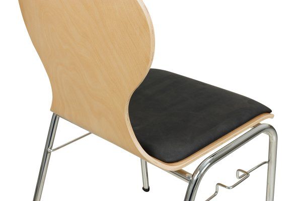 Konferenzstuhl Eruno-110 mit Sitzpolster, verchromtem Metallgestell, stapelbar Detailansicht Sitzpolster