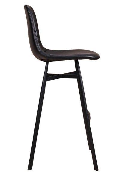 „Polsterbarhocker Jones-Bar mit schwarzem Kunstleder und anthrazitfarbenem Aluminiumgestell“