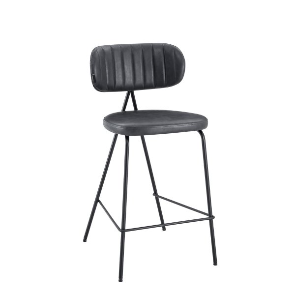 Polsterbarhocker für die Gastronomie Cuba-Bar-Nappa Mouse schräg von vorne mit gepolstertem Sitz