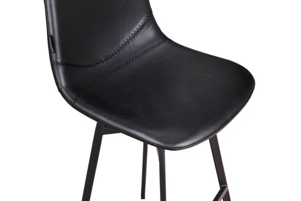 „Polsterbarhocker Jones-Bar mit schwarzem Kunstleder und anthrazitfarbenem Aluminiumgestell“