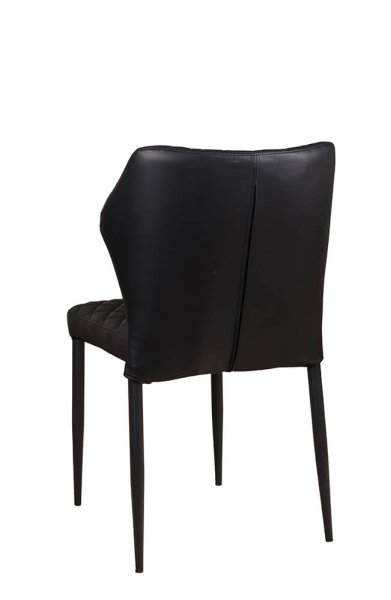 Gepolsterter Gastronomiestuhl Loras-ST Black mit Rautensteppung und schwarzem Aluminiumgestell