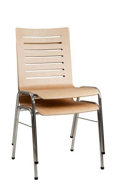 Konferenzstuhl Eruno-400, verchromtem Metallgestell, stapelbar Gestapelt