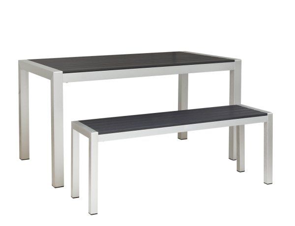 Tisch Sinora-140 grau mit Sinora-Bank-grau