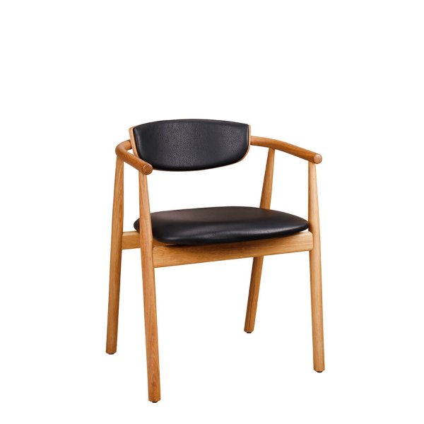 Galeno-2P Holzstuhl mit gepolstertem Sitz und Rückenlehne für Gastronomie