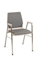 Konferenzstuhl Eruno-220-A50 mit Sitz- und Rückenpolster, Holzlehne, Armlehnen und verchromtem Gestell Konferenzstuhl Eruno-220-A50 mit Sitz- und Rückenpolster, Holzlehne, Armlehnen und verchromtem Gestell