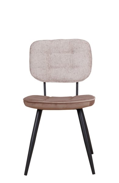 Polsterstuhl Bisano Beige mit Karo-Steppung und schwarzem Metallgestell für Gastronomie