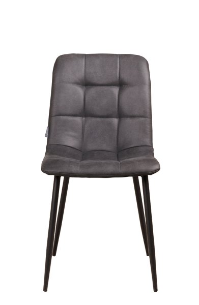 Polsterstuhl Derri Yuma-16 – ein Stuhl mit quadratischer Steppung und schwarzem Metallgestell für Gastronomie Frontansicht