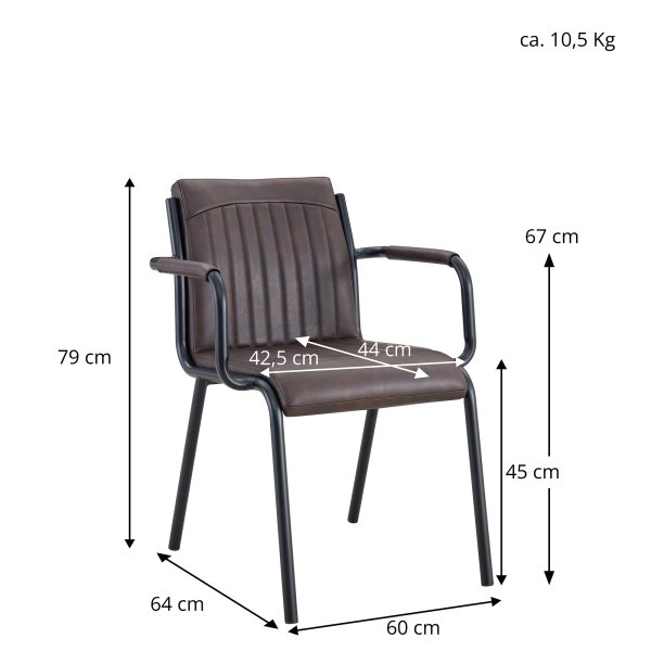 Armlehnenstuhl für Gastronomie Montacarlo-brown mit gepolstertem Sitz, Rückenlehne und Armlehnen in Braun