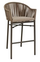 Outdoor-Barhocker Ramila-Bar Taupe mit Aluminiumgestell und grauem Sitzkissen Outdoor-Barhocker Ramila-Bar Taupe mit Aluminiumgestell und grauem Sitzkissen