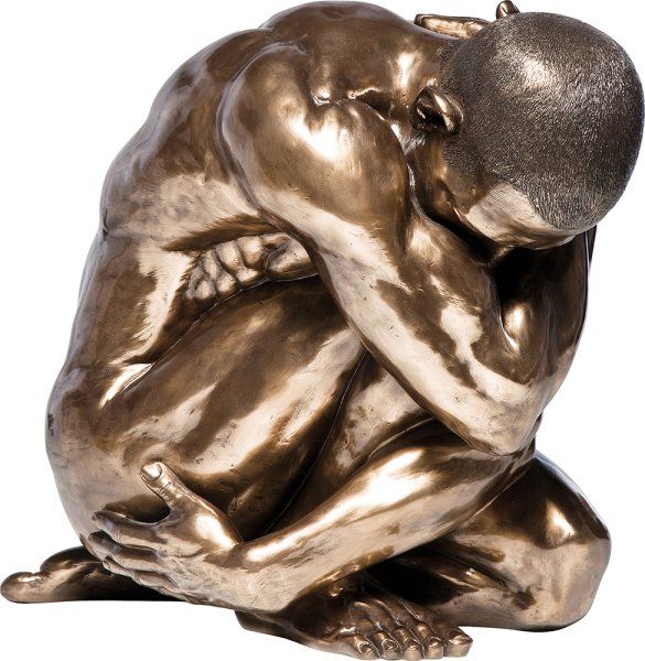 Deko Figur Nude Man Hug Bronze 54cm