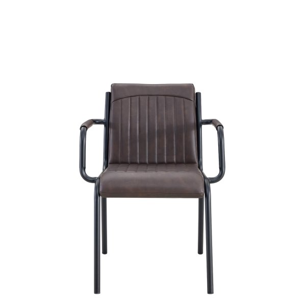 Armlehnenstuhl für Gastronomie Montacarlo-brown mit gepolstertem Sitz, Rückenlehne und Armlehnen in Braun