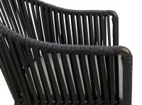 Vorschau: Terrassenstuhl Ramila-48 Dark Grey mit beigem Aluminiumgestell und Textilen-Rücken, stapelbar und wetterfest für Gastronomie Detailansicht Geflecht Vorschau: Terrassenstuhl Ramila-48 Dark Grey mit beigem Aluminiumgestell und Textilen-Rücken, stapelbar und wetterfest für Gastronomie Detailansicht Geflecht