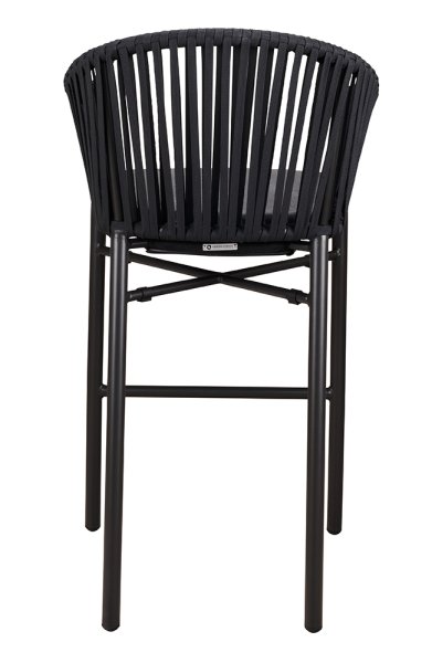 Outdoor-Barhocker Ramila-Bar Dark Grey mit Aluminiumgestell und grauem Sitzkissen Rückansicht