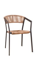 Sponto-X Natur Outdoorstuhl in schräger Frontansicht – naturfarbenes Geflecht mit anthrazitfarbenem Gestell Sponto-X Natur Outdoorstuhl in schräger Frontansicht – naturfarbenes Geflecht mit anthrazitfarbenem Gestell