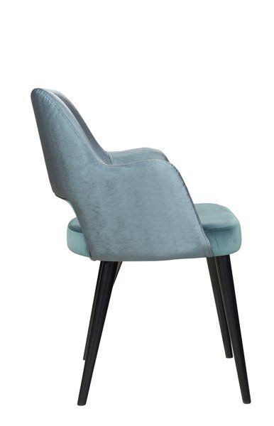 Polsterstuhl Gastronomie Sona 200 Arm: Beizton:Schwarz / Bezug Sitz: Riviera-87 / Bezug Rücken: Mercader bambu oltramare_Seitenansicht