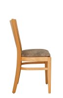 Vorschau: Gepolsterter Holzstuhl Saravo-P mit ergonomischer Rückenlehne aus Buche dunkel – Ansicht vorne, geeignet für Gastronomie Vorschau: Gepolsterter Holzstuhl Saravo-P mit ergonomischer Rückenlehne aus Buche dunkel – Ansicht vorne, geeignet für Gastronomie