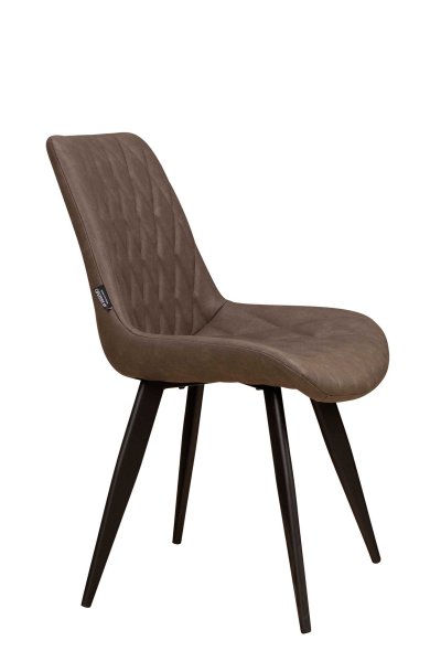 Polsterstuhl Rombo Elephant – Schalenstuhl mit Rautensteppung und schwarzem Metallgestell für Gastronomie Seitenansicht