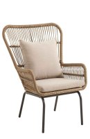 Loungesessel Calamo-Arm mit Rattan-Optik und Kissen für den Außenbereich Loungesessel Calamo-Arm mit Rattan-Optik und Kissen für den Außenbereich