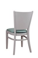 Holzstuhl Saravo-P mit grauem Holzgestell und smaragdgrünem Polstersitz für Gastronomie Holzstuhl Saravo-P mit grauem Holzgestell und smaragdgrünem Polstersitz für Gastronomie