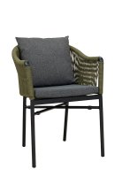 Vorschau: Ramila-TRR Green Terrassenstuhl mit beigem Aluminiumgestell und Textilen-Rücken, stapelbar und wetterfest für Gastronomie mit Sitzkissen Vorschau: Ramila-TRR Green Terrassenstuhl mit beigem Aluminiumgestell und Textilen-Rücken, stapelbar und wetterfest für Gastronomie mit Sitzkissen