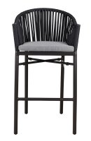 Vorschau: Outdoor-Barhocker Ramila-Bar Dark Grey mit Aluminiumgestell und grauem Sitzkissen Frontansicht Vorschau: Outdoor-Barhocker Ramila-Bar Dark Grey mit Aluminiumgestell und grauem Sitzkissen Frontansicht