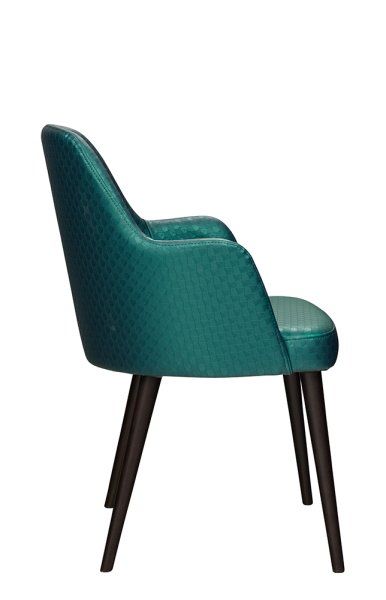 Polsterstuhl Gastronomie Sona-300-Arm, Beizton: Schwarz | Bezug: KB-ATN-500x5000 | Bezug Knöpfe: KB-ATN-500x5006_Seitenansicht