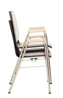 Vorschau: Konferenzstuhl Eruno-220-A50 mit Sitz- und Rückenpolster, Holzlehne, Armlehnen und verchromtem Gestell Gestapelt Vorschau: Konferenzstuhl Eruno-220-A50 mit Sitz- und Rückenpolster, Holzlehne, Armlehnen und verchromtem Gestell Gestapelt