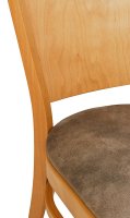 Vorschau: Gepolsterter Holzstuhl Saravo-P mit ergonomischer Rückenlehne aus Buche dunkel – Ansicht vorne, geeignet für Gastronomie Vorschau: Gepolsterter Holzstuhl Saravo-P mit ergonomischer Rückenlehne aus Buche dunkel – Ansicht vorne, geeignet für Gastronomie