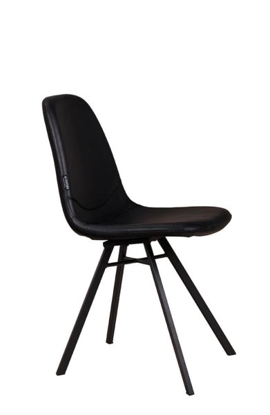 Polsterstuhl Jones Antique Black mit Kunstlederbezug in Schwarz und pulverbeschichtetem Metallgestell