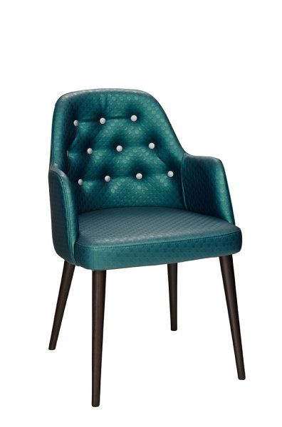 Polsterstuhl Gastronomie Sona-300-ArmBeizton: Schwarz | Bezug: KB-ATN-500x5000 | Bezug Knöpfe: KB-ATN-500x5006_Vorderansicht