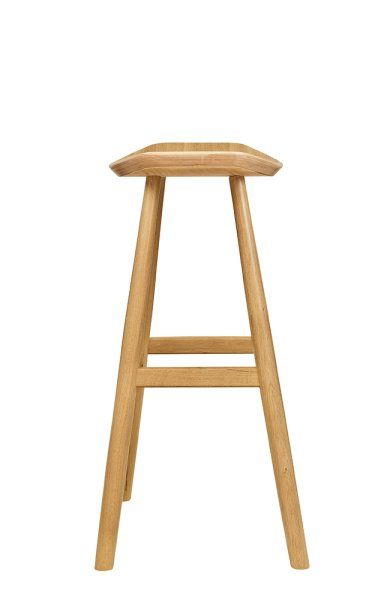 Barhocker Swina-Bar aus Eiche mit gewölbter Sitzschale, ohne Rückenlehne