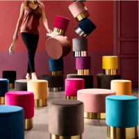 Hocker Cherry Bordeaux Brass Ø 35 cm Hocker Cherry Bordeaux Brass Ø 35 cm