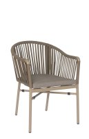 Vorschau: Ramila-48 Brown Terrassenstuhl mit beigem Aluminiumgestell und Textilen-Rücken, stapelbar und wetterfest für Gastronomie Vorschau: Ramila-48 Brown Terrassenstuhl mit beigem Aluminiumgestell und Textilen-Rücken, stapelbar und wetterfest für Gastronomie