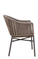 Gastronomie Terrassenstuhl Ramila-48 Taupe als moderner, wetterfester Outdoorstuhl mit Geflecht und Kissen auf Metallgestell Gastronomie Terrassenstuhl Ramila-48 Taupe als moderner, wetterfester Outdoorstuhl mit Geflecht und Kissen auf Metallgestell